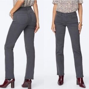 NYDJ Marilyn Straight Leg Zip Fly Button Closure Lift Tuck Tech Jeans Size 14P